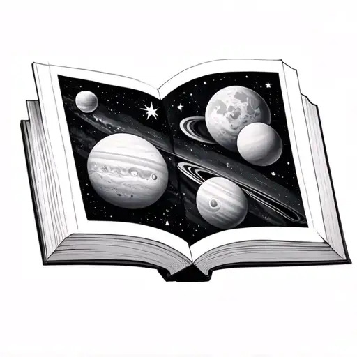Book Open With Planets Stars And Nebulas
