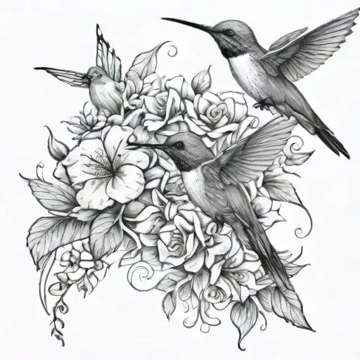 Floral And Humming Birds Sleeve