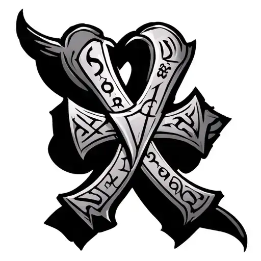 Cross With German Runes Intertwined