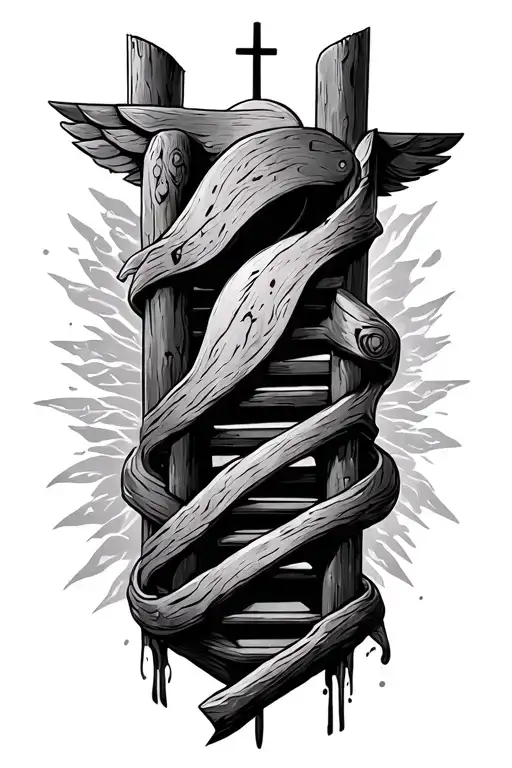 Design A Tattoo In Coptic Christian Style The Main Element Is Jacob's Ladder With Exactly 7 Steps