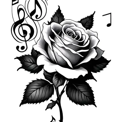Rose And Music Note Intertwined