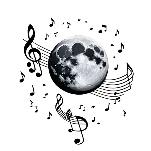 Full Moon With Music Notes