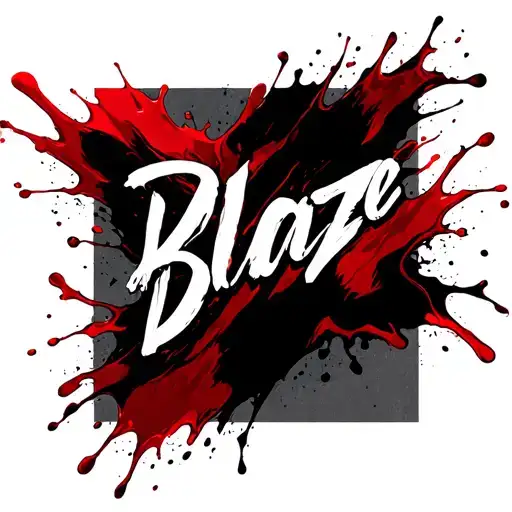 Red And Black Splashes Forming The Silhouette Of The Word Blaze