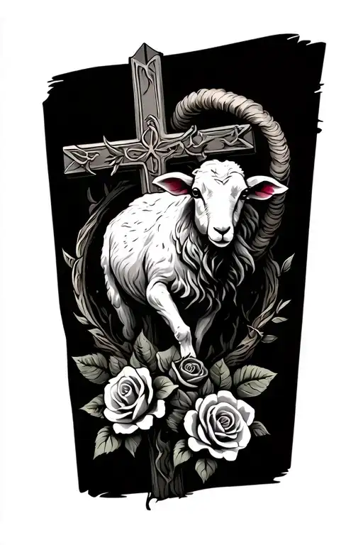 Fear The Lamb With Roses And A Cross Intertwined