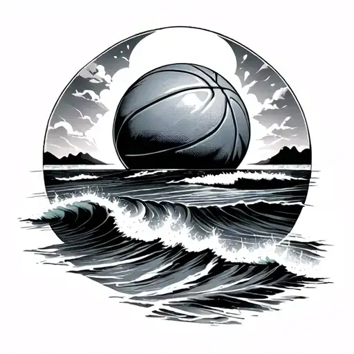 Basketball Board And Ocean Scene