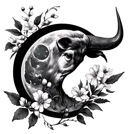 Taurus Waxing Cresent Moon And Hawthorne Flowers