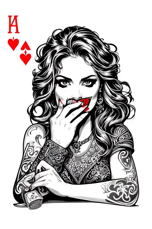 Woman Shushing With Ace Card In Hand