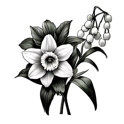 Daffodil And Lily Of The Valley Crossing Each Other