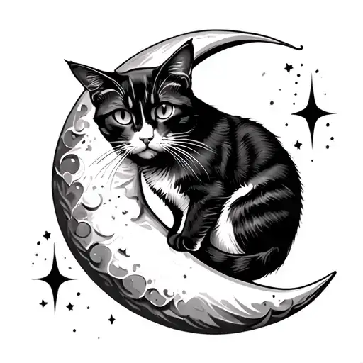 Cat On Crescent Moon