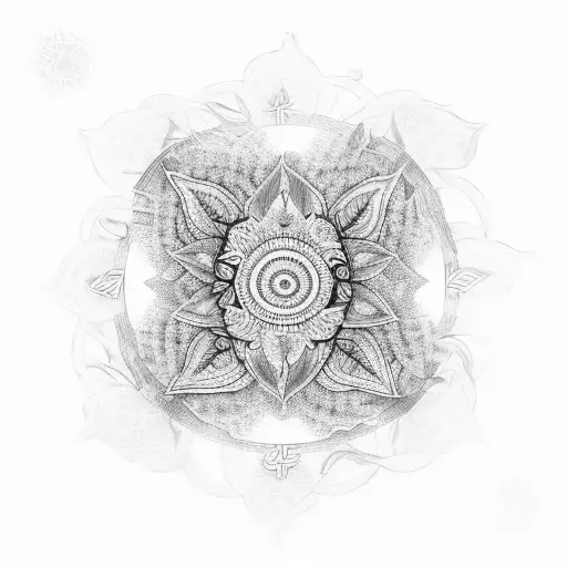 Ayahuasca Vine And Leaves Forming A Mandala Design