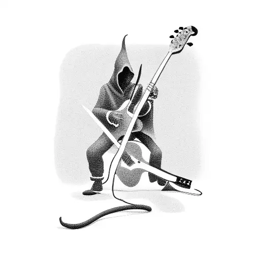 Grim Reaper Holding An Electric Guitar