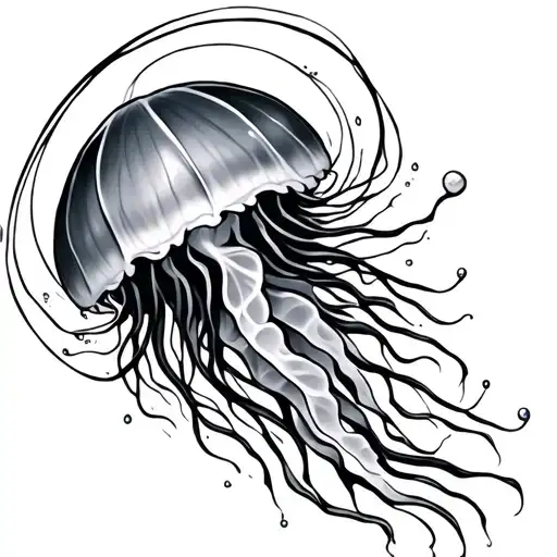 Jellyfish With Water Spine Tattoo Design Inspired
