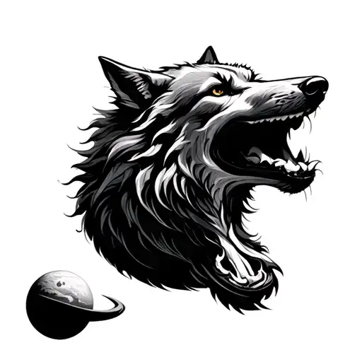 Wolf Swallowing Planet Venus