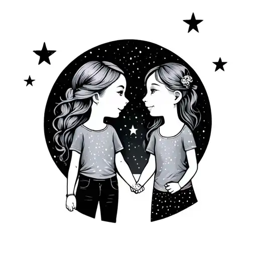 Stars And Daughter Holding Hands