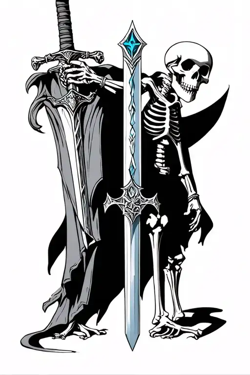 Skeleton Holding The Master Sword From Zelda