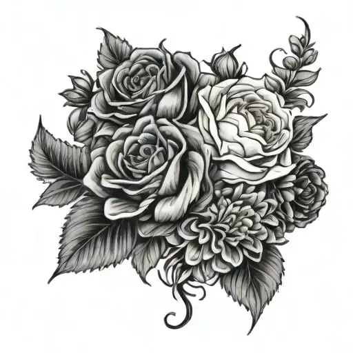 Rose Larkspur Chrysanthemum Tangled Together