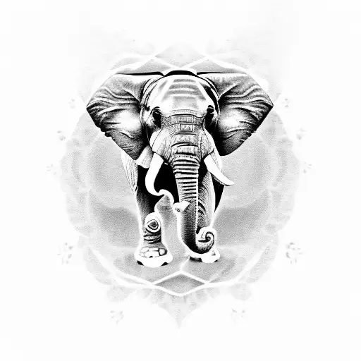 Elephant Woth Butterfly And Roses