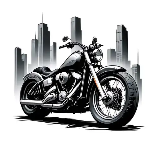 Biker Motorcycle Buildings In The Background