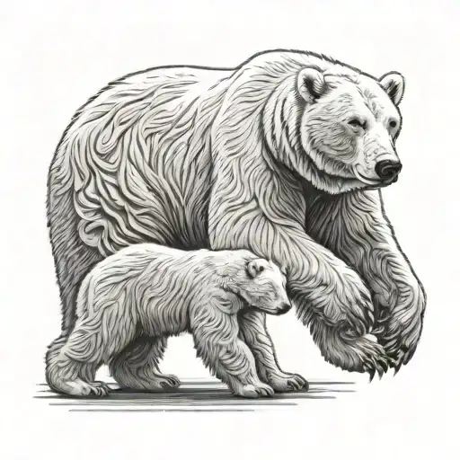 Polar Bear Dad And Son Playing