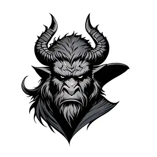 Black And Grey Shoulder Tattoo Of Bendu From Star Wars'