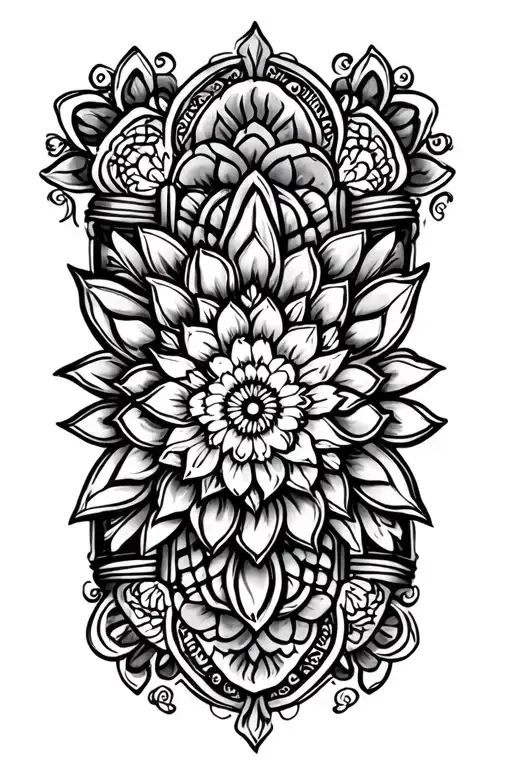 Mandala Garter Thigh Tattoo Design