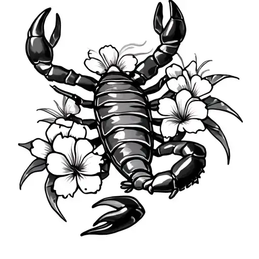 Scorpion With Hawaii Flowers