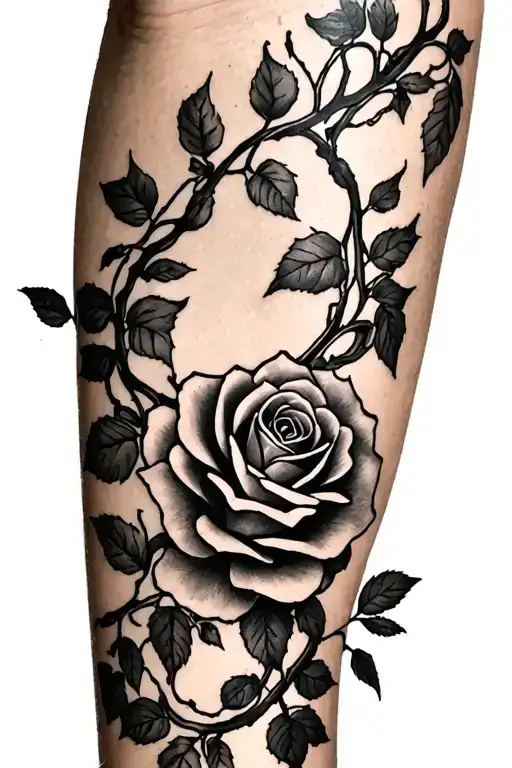 Rose Vines Wrap Around Forearm With Alphanna