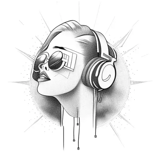 Sun With Headphones On And Tears Down Her Face