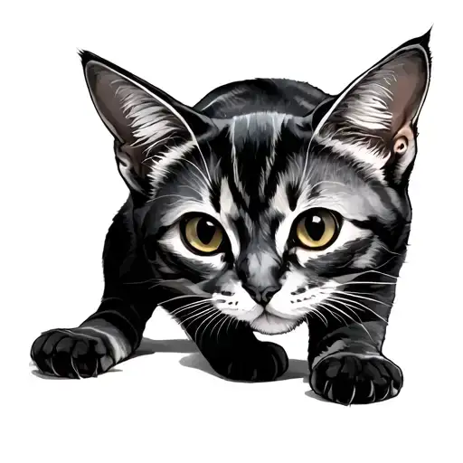 Neotrad Of A Mixed Color Cat Crawling Full Body