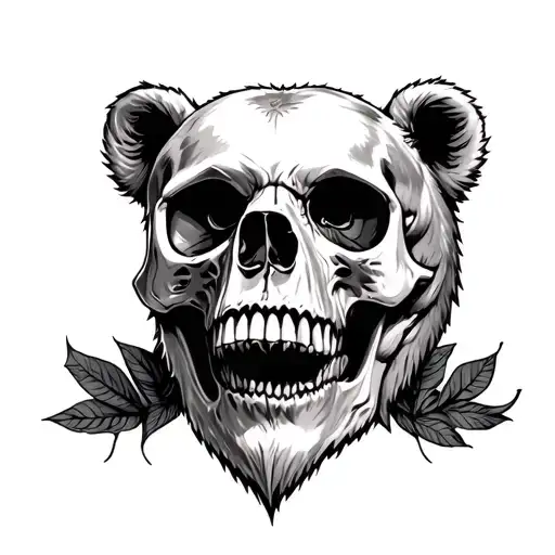 Human Skull With Bear Head