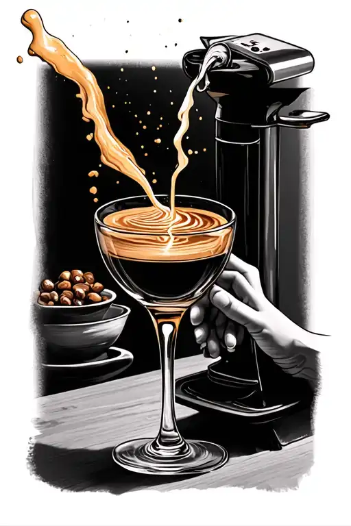 Making Coffee And Flow Into Wine Glass