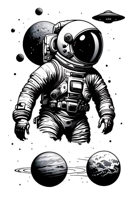 Astronaut Planets Ufo Beaming