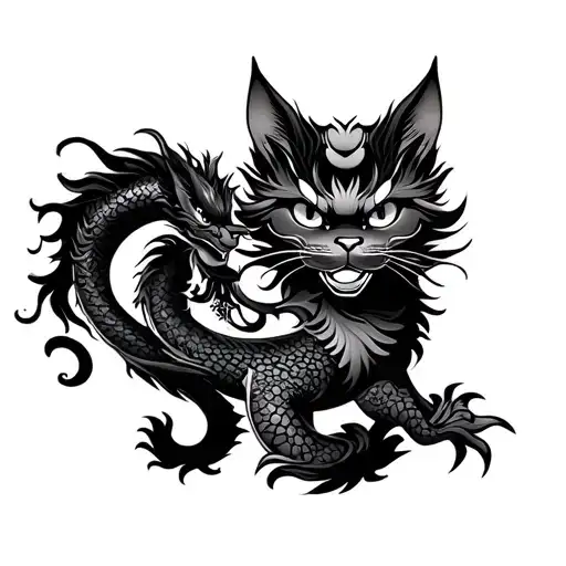 Chinese Dragon And Cat
