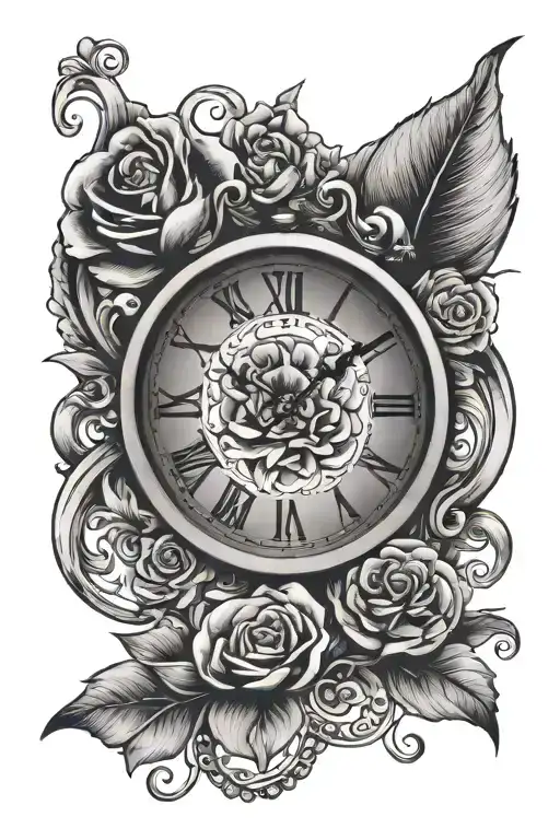 Clock And Flower With Qoute ' Be Willing
