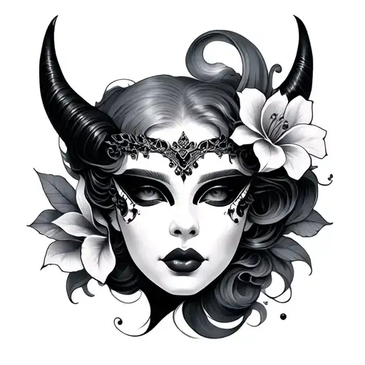 Face Woman Mask Demon Fleur De Cherryier Wave