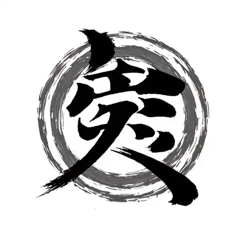 Japanese Kanji For Love Inside An Enso Circle
