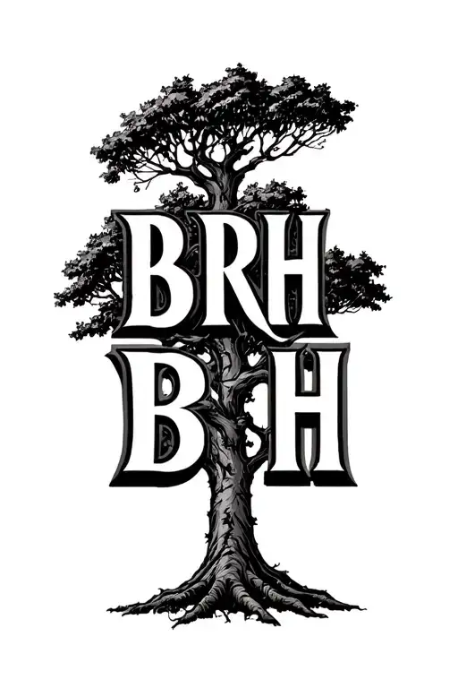 Tree With The Letters Brh In Buchery Regular Font Vertical In The Trunk