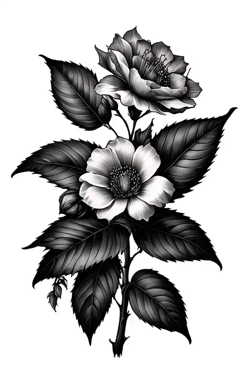 Upper Arm Black Out Tattoo Gothic Botanical Drawing