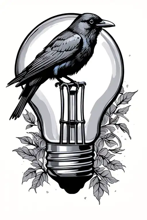 Crow Sitting On Top A Light Bulb