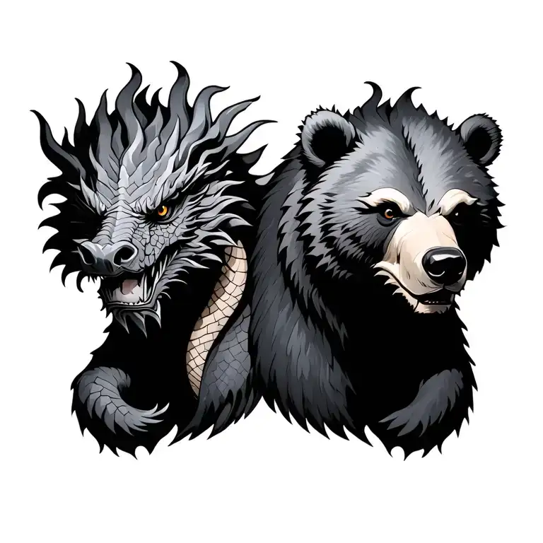 Left Chest Dragon And Right Chest Bear