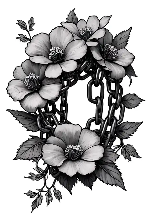 Broken Chains With Dainty Flowers Growing