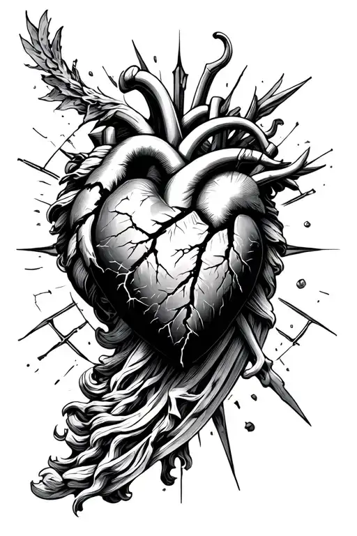 Ancient Roman Statue With A Cracked Heartagram Reimagined Gothic Style