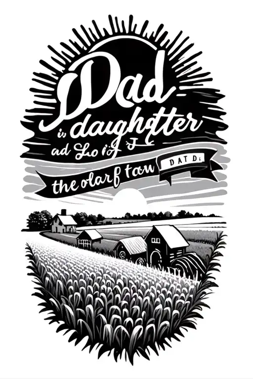 Farm Field With Sunshine Family And Quotes About Dad And Daughter