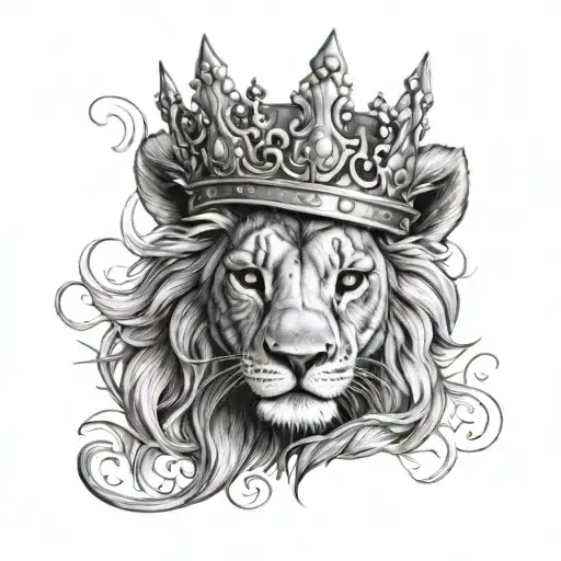 Baby Lion With A King Crown On The Head