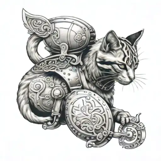 Cat With Saddle And Armor On