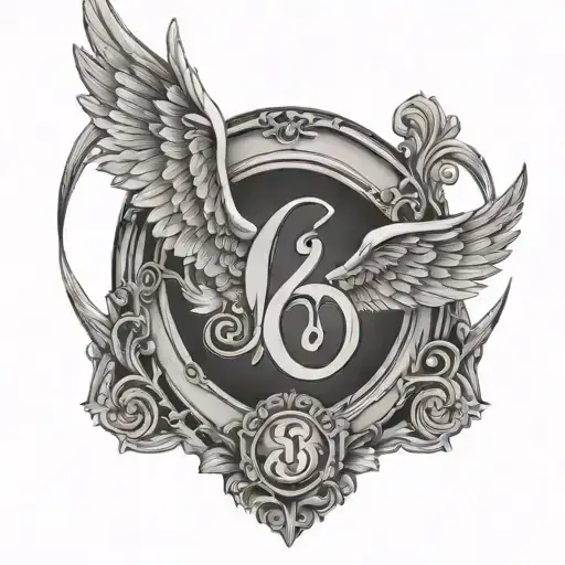 Angel Wings With Number 6 In Halo