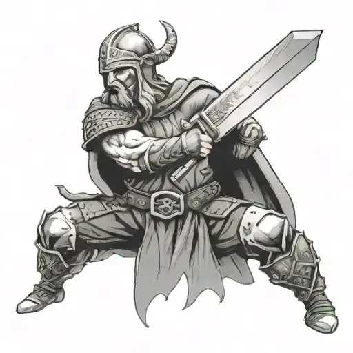 A Viking Warrior Forging A Sword In A Steel Mill