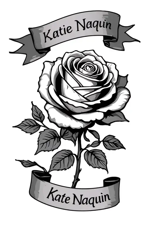 Rose With Banner With The Name Katie Naquin On It