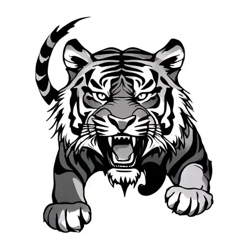 Angry Tiger Surrounded