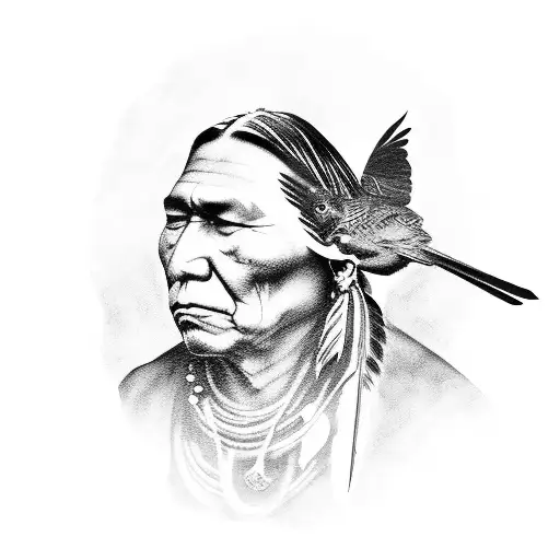 Native American Men With Bird